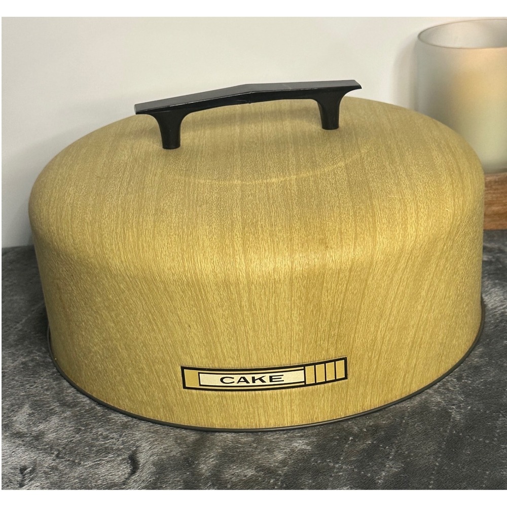 Vintage Kromex Faux Wood Aluminum Cake Cover Dome‎ Lid